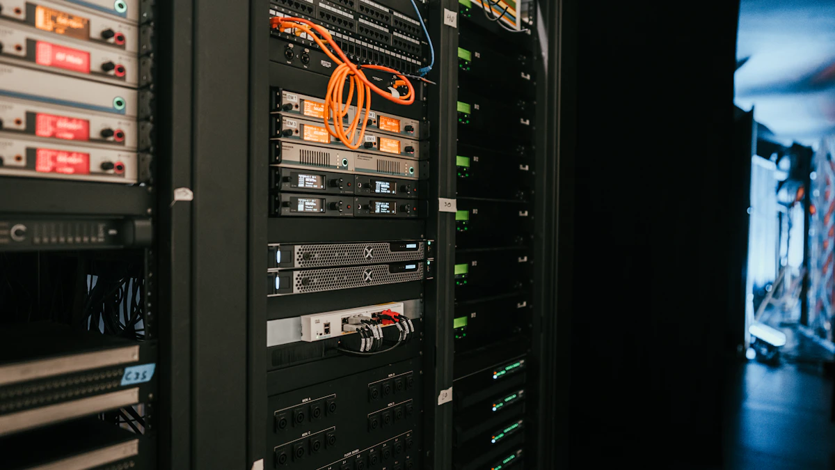 Server racks representing an upstream social media service outage
